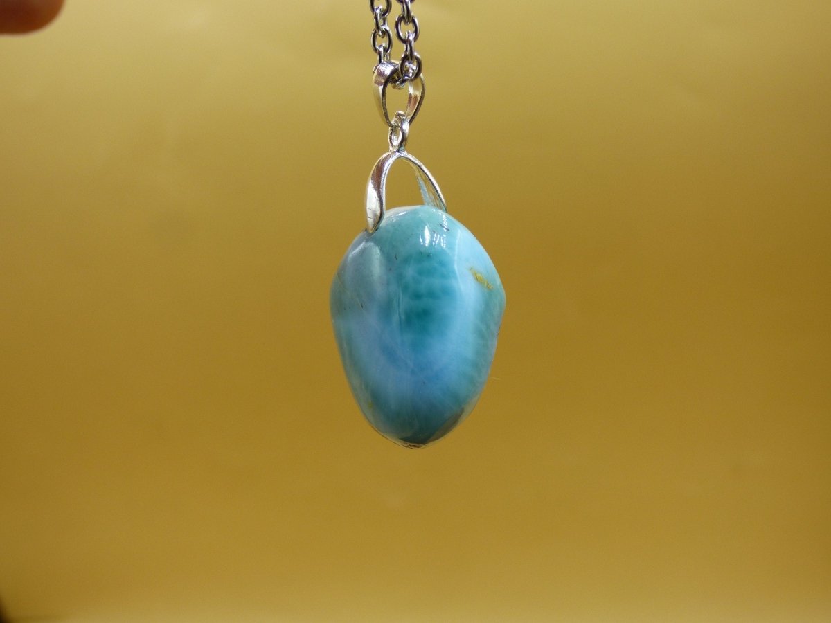 Larimar "Atlantis Stone"~ Edelstein Kette 925 Sterling Silber Öse ~HIPPIE GOA Boho Tibet Ethno Nature Heilstein Rarität Meerblau Himmel - Art of Nature Berlin