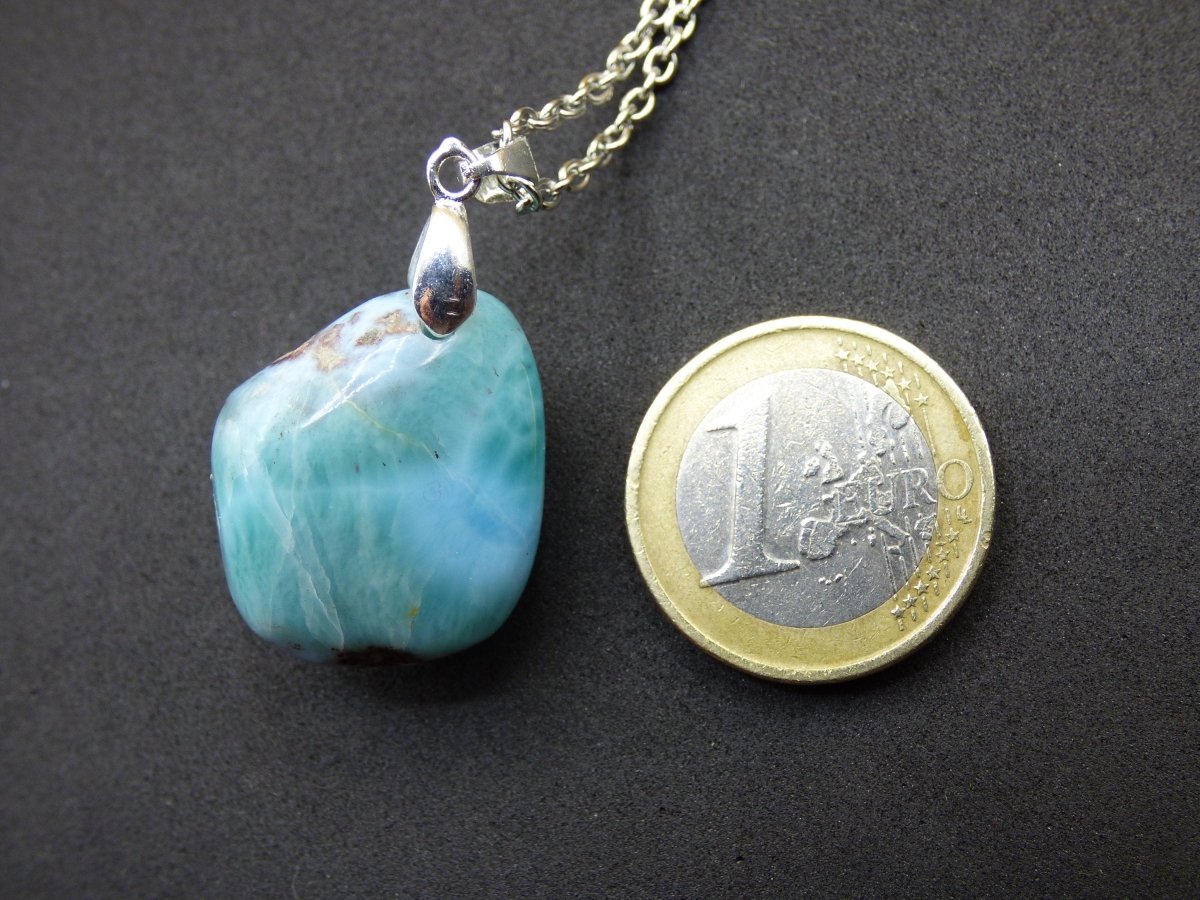 Larimar "Atlantis Stone"~ Edelstein Kette 925 Sterling Silber Öse ~HIPPIE GOA Boho Tibet Ethno Nature Heilstein Rarität Meerblau Himmel - Art of Nature Berlin