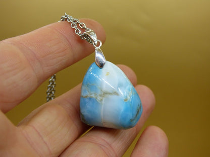 Larimar "Atlantis Stone"~ Edelstein Kette 925 Sterling Silber Öse ~HIPPIE GOA Boho Tibet Ethno Nature Heilstein Rarität Meerblau Himmel - Art of Nature Berlin