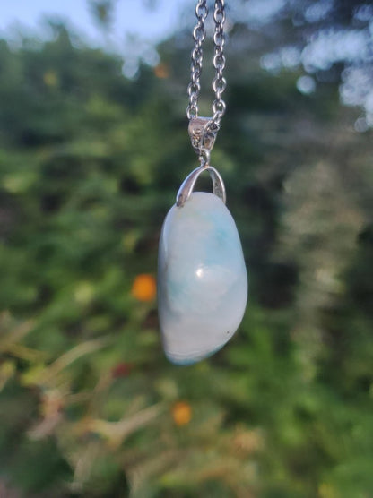 Larimar "Atlantis Stone"~ Edelstein Kette 925 Sterling Silber Öse ~HIPPIE GOA Boho Tibet Ethno Nature Heilstein Rarität Meerblau Himmel - Art of Nature Berlin