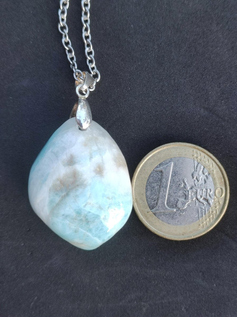 Larimar "Atlantis Stone"~ Edelstein Kette 925 Sterling Silber Öse ~HIPPIE GOA Boho Tibet Ethno Nature Heilstein Rarität Meerblau Himmel - Art of Nature Berlin