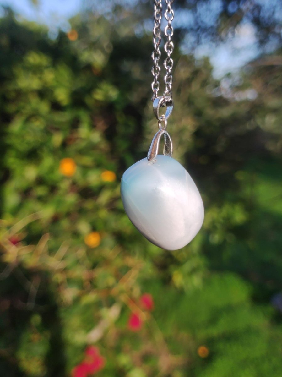 Larimar "Atlantis Stone"~ Edelstein Kette 925 Sterling Silber Öse ~HIPPIE GOA Boho Tibet Ethno Nature Heilstein Rarität Meerblau Himmel - Art of Nature Berlin