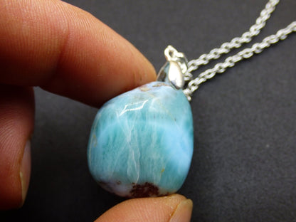 Larimar "Atlantis Stone"~ Edelstein Kette 925 Sterling Silber Öse ~HIPPIE GOA Boho Tibet Ethno Nature Heilstein Rarität Meerblau Himmel - Art of Nature Berlin