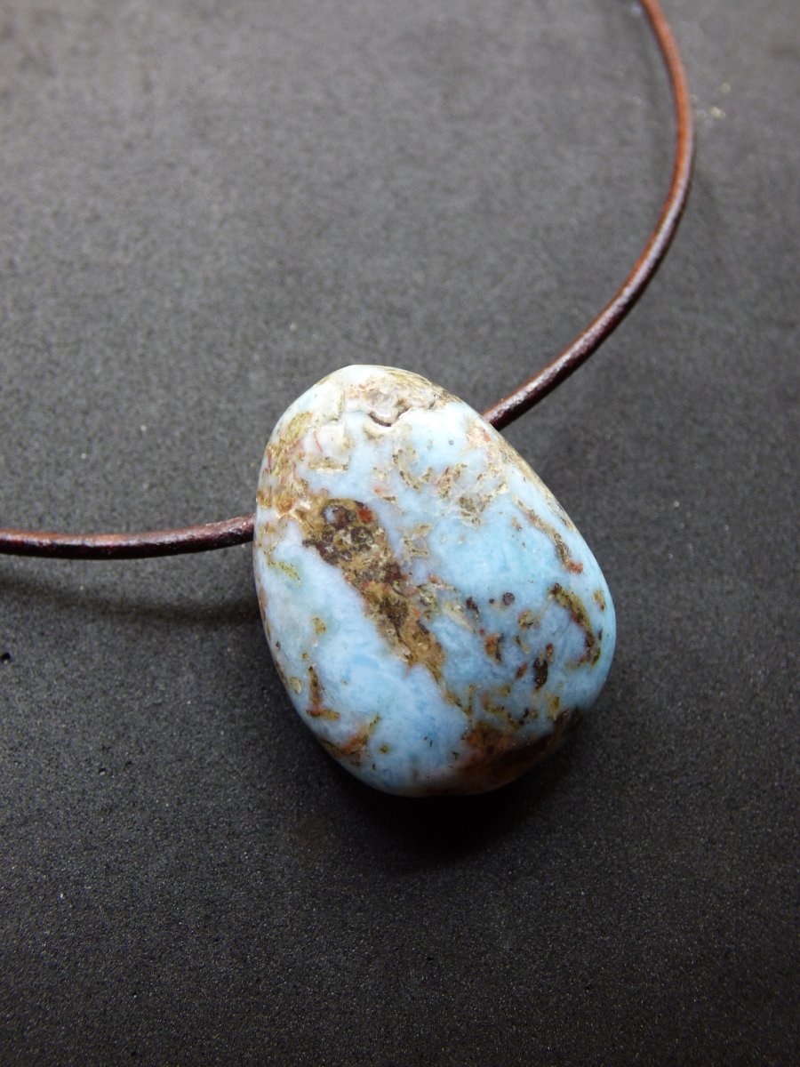 Larimar "Atlantis Stone" ~ Edelstein Kette blau Kristall Ethno Nature Heilstein Natur Sammler Mineral Geschenk Meer Himmel Goa Hippie Boho - Art of Nature Berlin