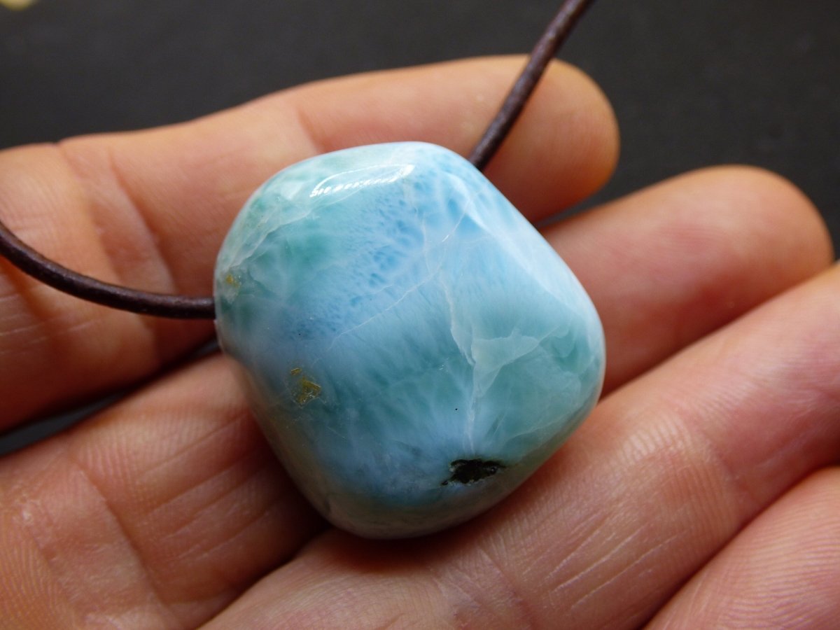 Larimar "Atlantis Stone" ~ Edelstein Kette blau Kristall Ethno Nature Heilstein Natur Sammler Mineral Geschenk Meer Himmel Goa Hippie Boho - Art of Nature Berlin