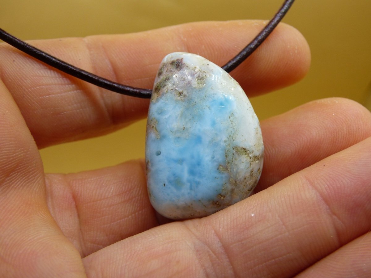 Larimar "Atlantis Stone" ~ Edelstein Kette blau Kristall Ethno Nature Heilstein Natur Sammler Mineral Geschenk Meer Himmel Goa Hippie Boho - Art of Nature Berlin