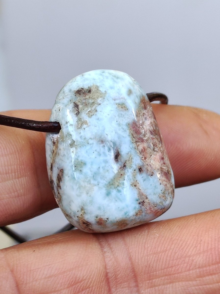 Larimar "Atlantis Stone" ~ Edelstein Kette blau Kristall Ethno Nature Heilstein Natur Sammler Mineral Geschenk Meer Himmel Goa Hippie Boho - Art of Nature Berlin