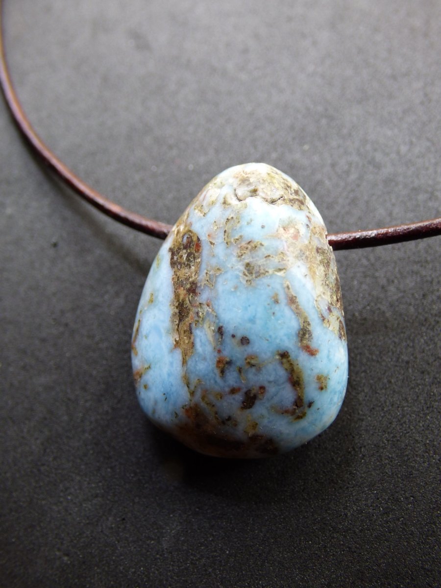 Larimar "Atlantis Stone" ~ Edelstein Kette blau Kristall Ethno Nature Heilstein Natur Sammler Mineral Geschenk Meer Himmel Goa Hippie Boho - Art of Nature Berlin