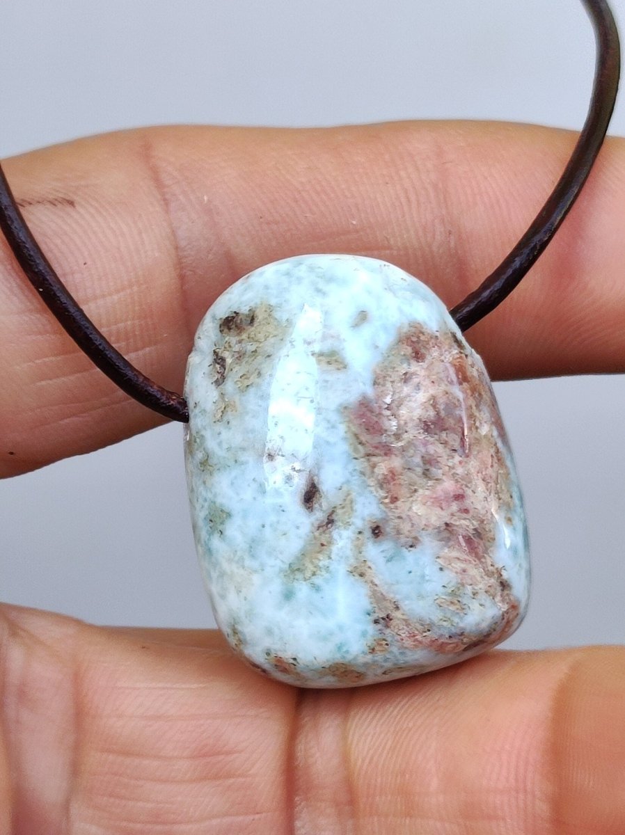 Larimar "Atlantis Stone" ~ Edelstein Kette blau Kristall Ethno Nature Heilstein Natur Sammler Mineral Geschenk Meer Himmel Goa Hippie Boho - Art of Nature Berlin