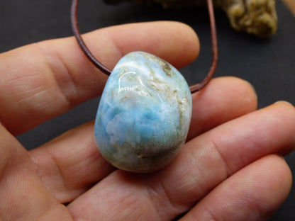 Larimar "Atlantis Stone" ~ Edelstein Kette blau Kristall Ethno Nature Heilstein Natur Sammler Mineral Geschenk Meer Himmel Goa Hippie Boho - Art of Nature Berlin