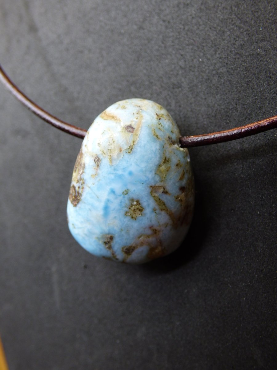 Larimar "Atlantis Stone" ~ Edelstein Kette blau Kristall Ethno Nature Heilstein Natur Sammler Mineral Geschenk Meer Himmel Goa Hippie Boho - Art of Nature Berlin