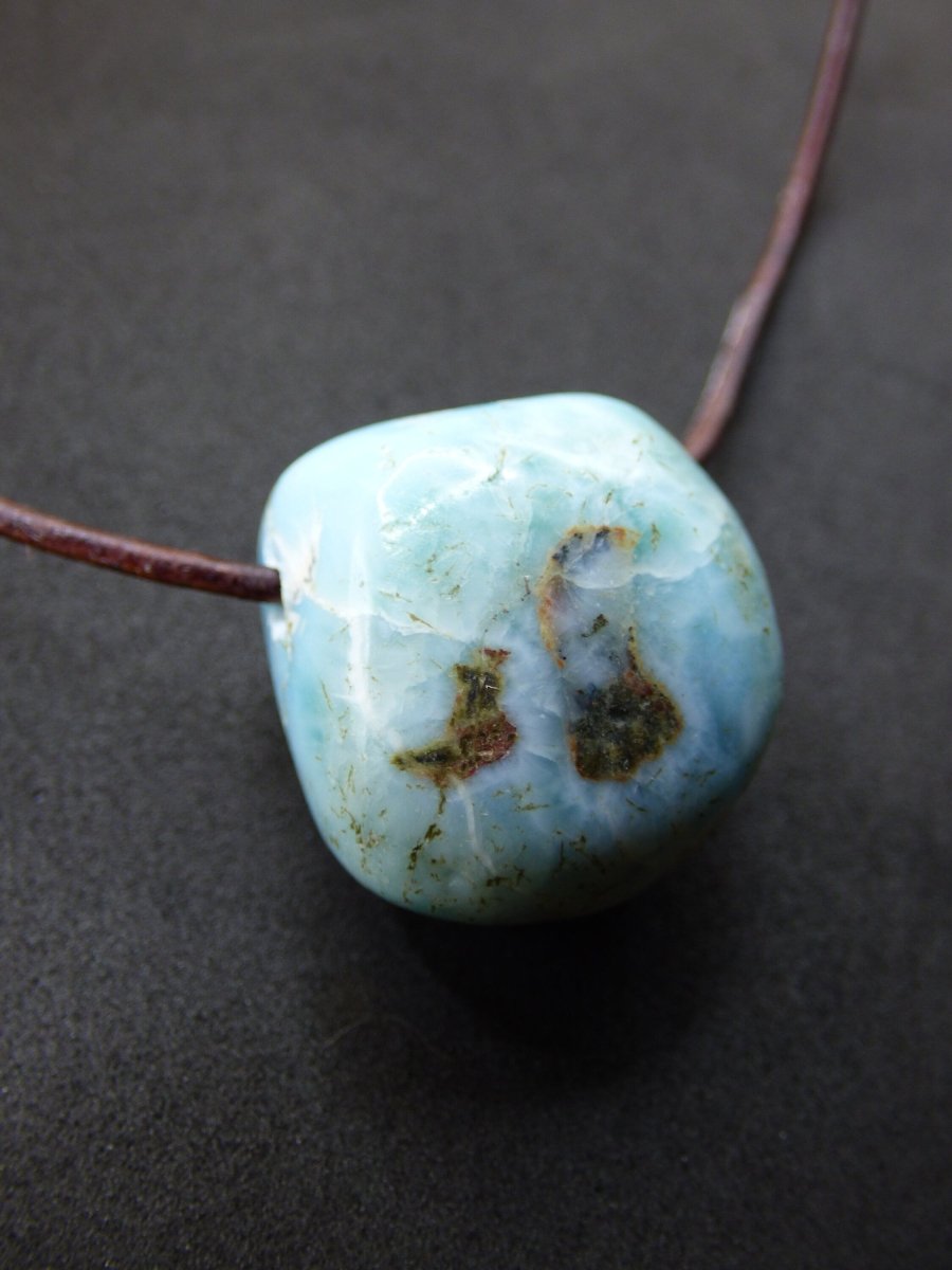 Larimar "Atlantis Stone" ~ Edelstein Kette blau Kristall Ethno Nature Heilstein Natur Sammler Mineral Geschenk Meer Himmel Goa Hippie Boho - Art of Nature Berlin