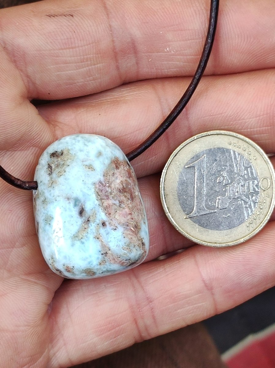 Larimar "Atlantis Stone" ~ Edelstein Kette blau Kristall Ethno Nature Heilstein Natur Sammler Mineral Geschenk Meer Himmel Goa Hippie Boho - Art of Nature Berlin