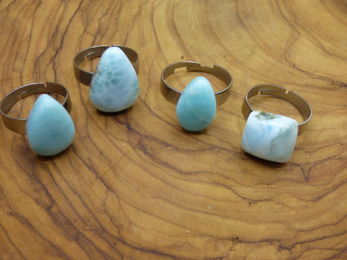 Larimar "Atlantis Stone" Edelstein Ring - 304 Edelstahl Blau Meer Himmel HIPPIE GOA Boho Ethno Nature Heilstein - Art of Nature Berlin