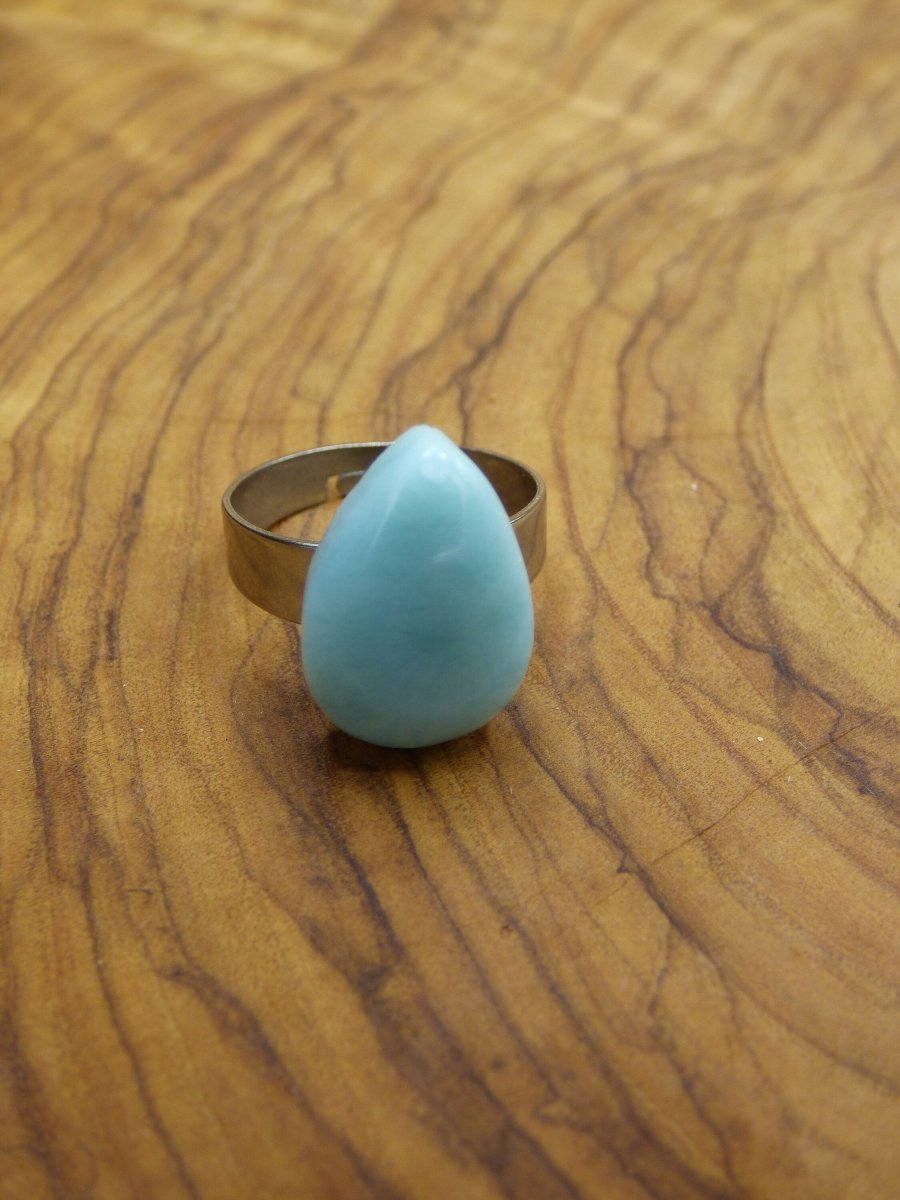 Larimar "Atlantis Stone" Edelstein Ring - 304 Edelstahl Blau Meer Himmel HIPPIE GOA Boho Ethno Nature Heilstein - Art of Nature Berlin