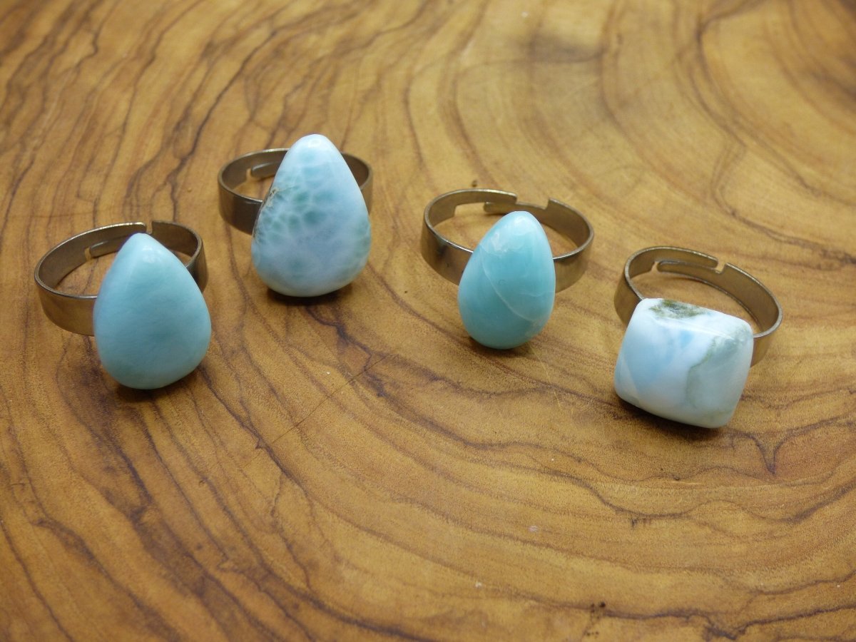 Larimar "Atlantis Stone" Edelstein Ring - 304 Edelstahl Blau Meer Himmel HIPPIE GOA Boho Ethno Nature Heilstein - Art of Nature Berlin