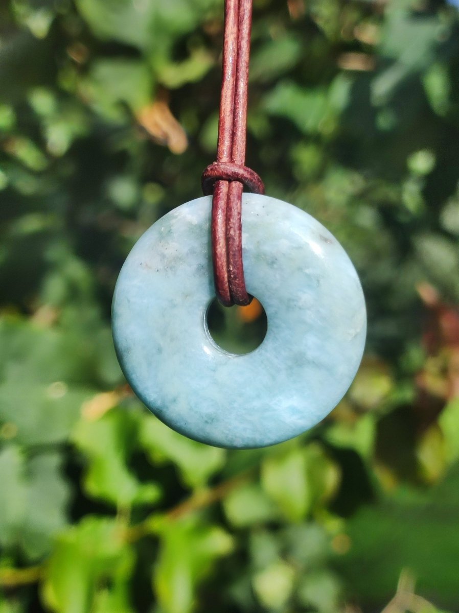 Larimar "Atlantis Stone Schutz Donut Edelstein Kette blau Heilstein Rarität Natur Edel Frau Geschenk Selten Sammler Energie Kraft Ruhe Glück - Art of Nature Berlin