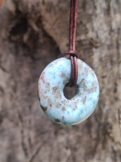 Larimar "Atlantis Stone Schutz Donut Edelstein Kette blau Heilstein Rarität Natur Edel Frau Geschenk Selten Sammler Energie Kraft Ruhe Glück - Art of Nature Berlin