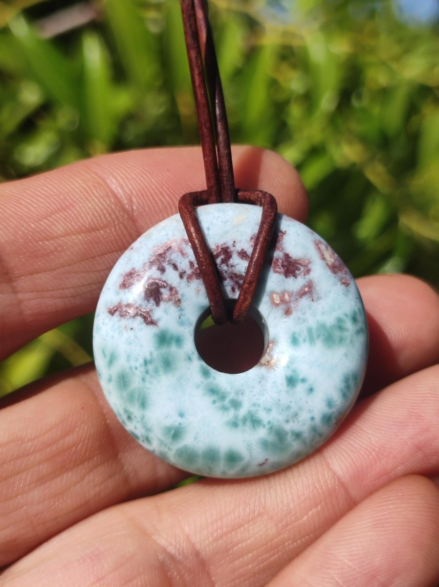 Larimar "Atlantis Stone Schutz Donut Edelstein Kette blau Heilstein Rarität Natur Edel Frau Geschenk Selten Sammler Energie Kraft Ruhe Glück - Art of Nature Berlin