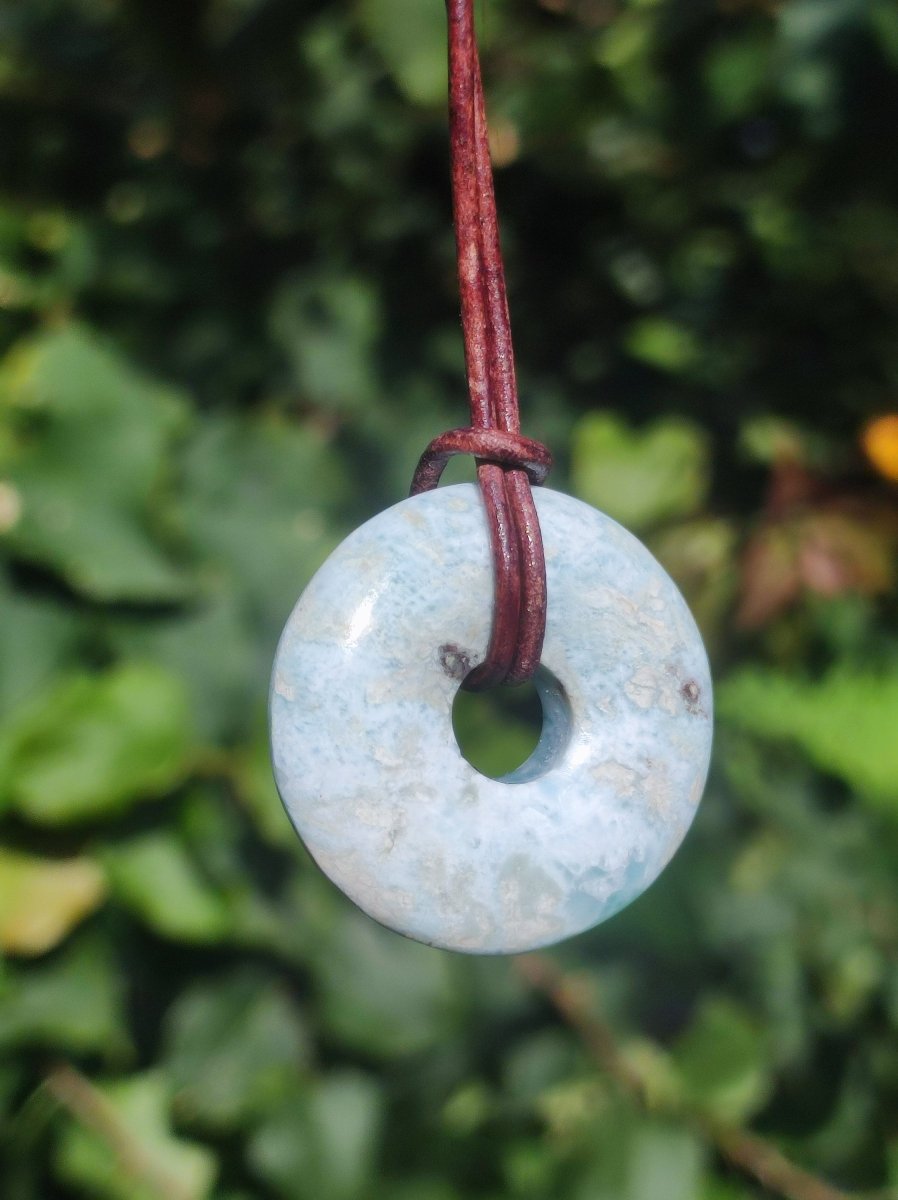 Larimar "Atlantis Stone Schutz Donut Edelstein Kette blau Heilstein Rarität Natur Edel Frau Geschenk Selten Sammler Energie Kraft Ruhe Glück - Art of Nature Berlin