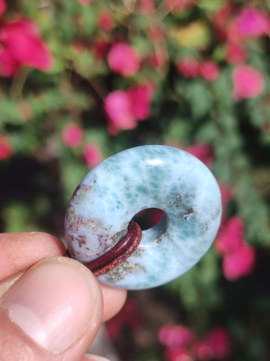 Larimar "Atlantis Stone Schutz Donut Edelstein Kette blau Heilstein Rarität Natur Edel Frau Geschenk Selten Sammler Energie Kraft Ruhe Glück - Art of Nature Berlin