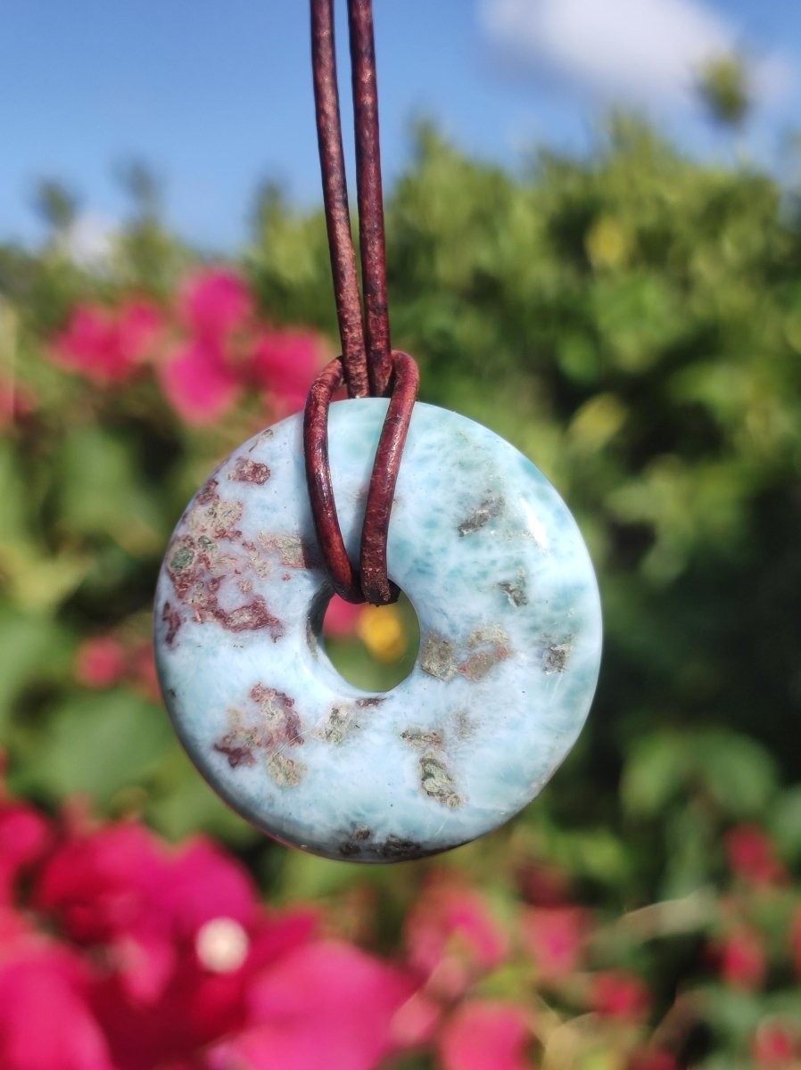 Larimar "Atlantis Stone Schutz Donut Edelstein Kette blau Heilstein Rarität Natur Edel Frau Geschenk Selten Sammler Energie Kraft Ruhe Glück - Art of Nature Berlin