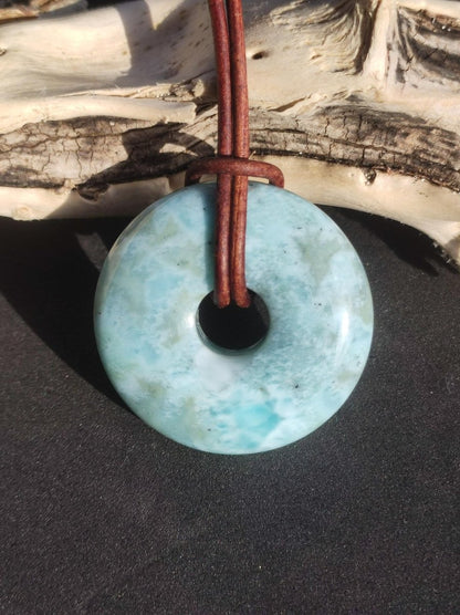 Larimar "Atlantis Stone Schutz Donut Edelstein Kette blau Heilstein Rarität Natur Edel Frau Geschenk Selten Sammler Energie Kraft Ruhe Glück - Art of Nature Berlin