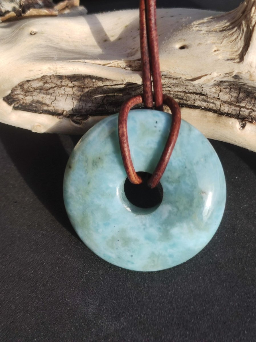 Larimar "Atlantis Stone Schutz Donut Edelstein Kette blau Heilstein Rarität Natur Edel Frau Geschenk Selten Sammler Energie Kraft Ruhe Glück - Art of Nature Berlin