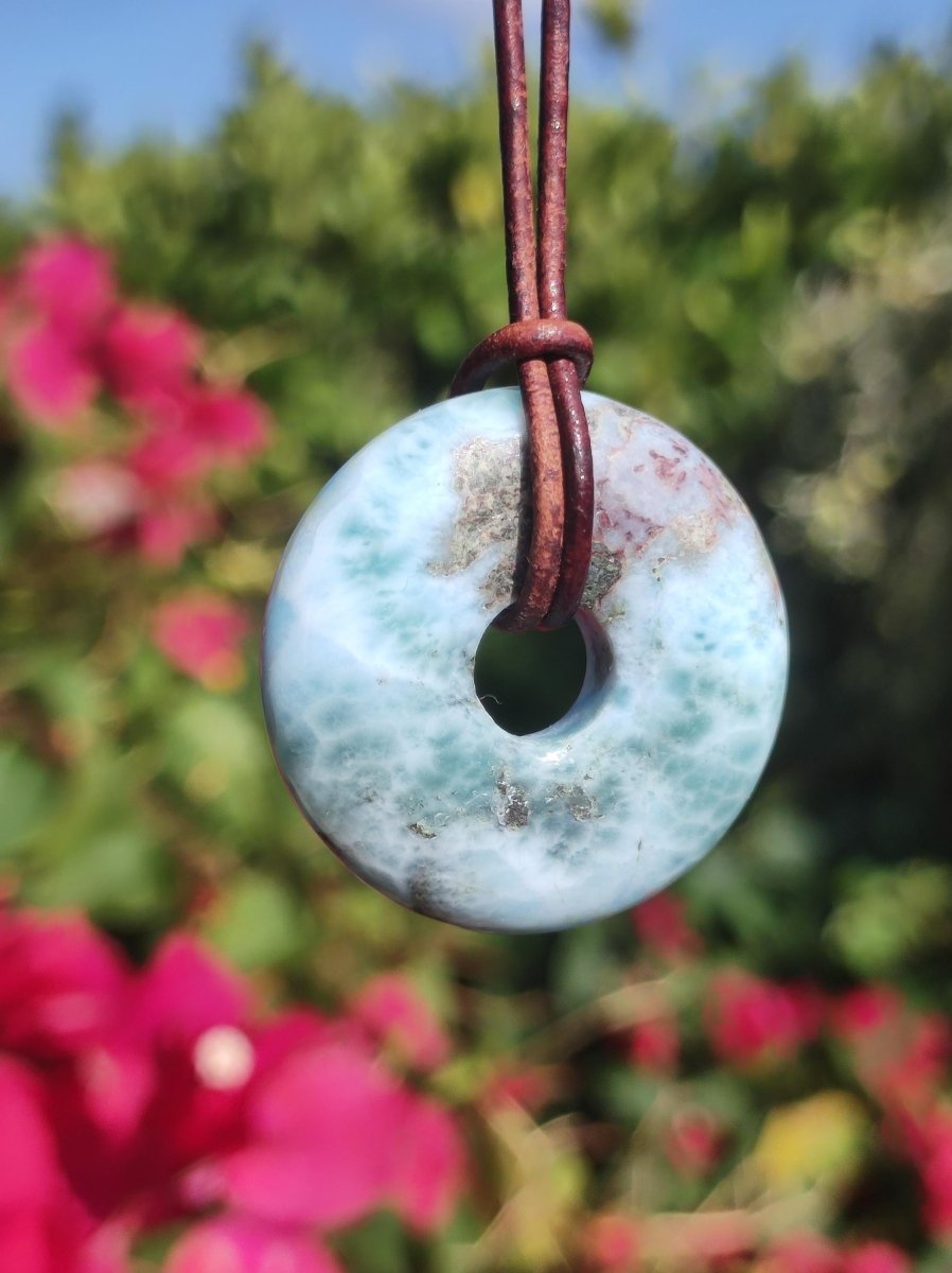 Larimar "Atlantis Stone Schutz Donut Edelstein Kette blau Heilstein Rarität Natur Edel Frau Geschenk Selten Sammler Energie Kraft Ruhe Glück - Art of Nature Berlin