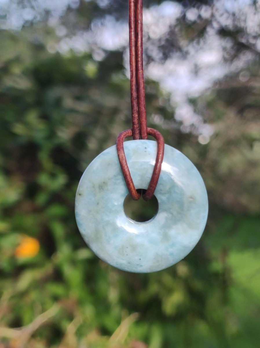 Larimar "Atlantis Stone Schutz Donut Edelstein Kette blau Heilstein Rarität Natur Edel Frau Geschenk Selten Sammler Energie Kraft Ruhe Glück - Art of Nature Berlin