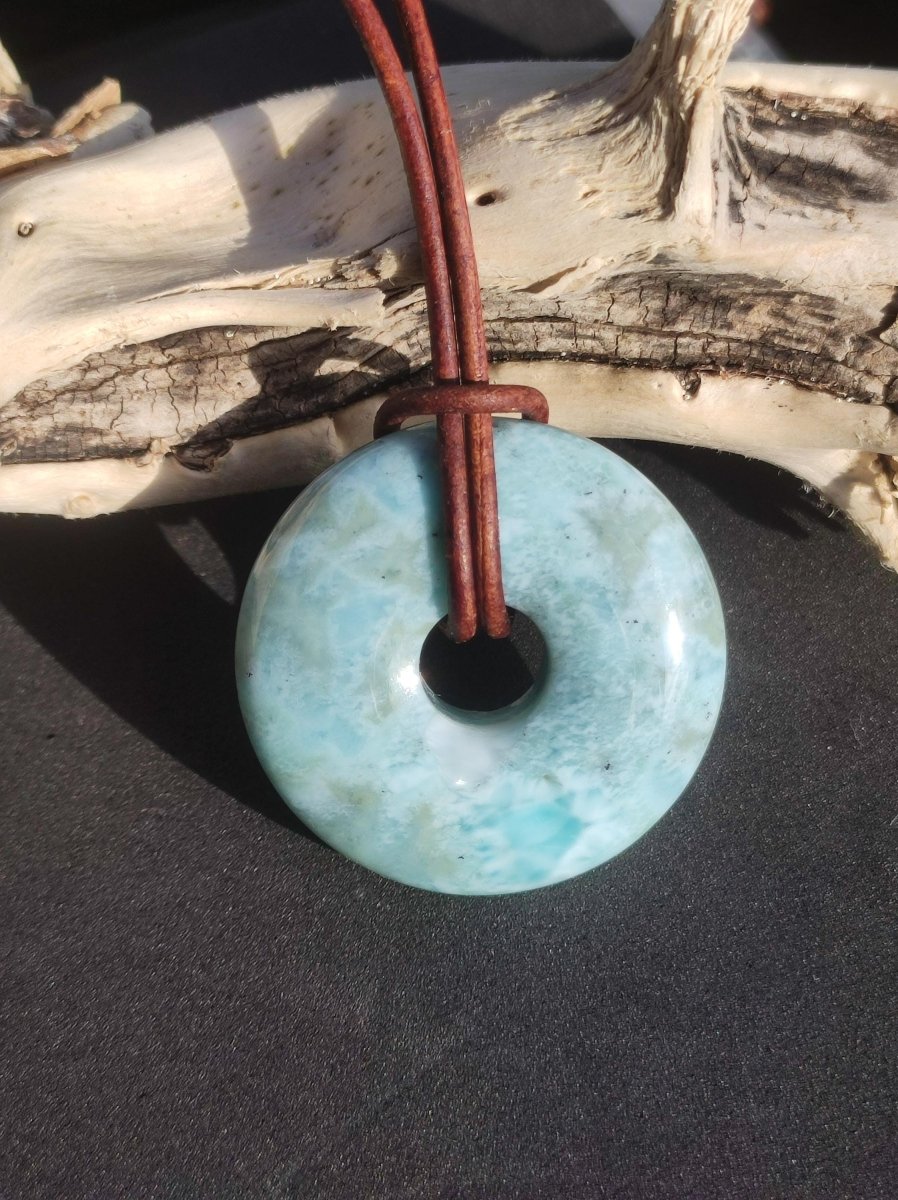 Larimar "Atlantis Stone Schutz Donut Edelstein Kette blau Heilstein Rarität Natur Edel Frau Geschenk Selten Sammler Energie Kraft Ruhe Glück - Art of Nature Berlin