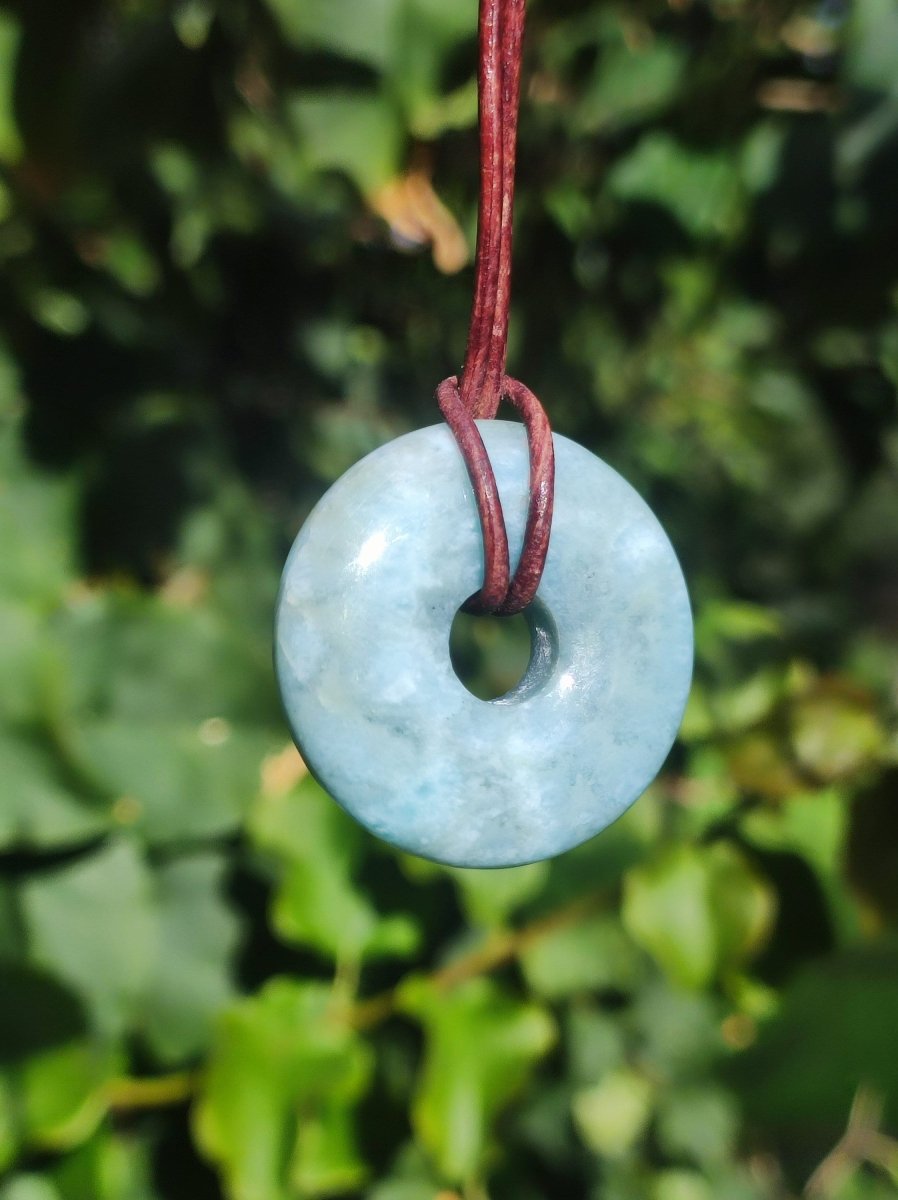 Larimar "Atlantis Stone Schutz Donut Edelstein Kette blau Heilstein Rarität Natur Edel Frau Geschenk Selten Sammler Energie Kraft Ruhe Glück - Art of Nature Berlin