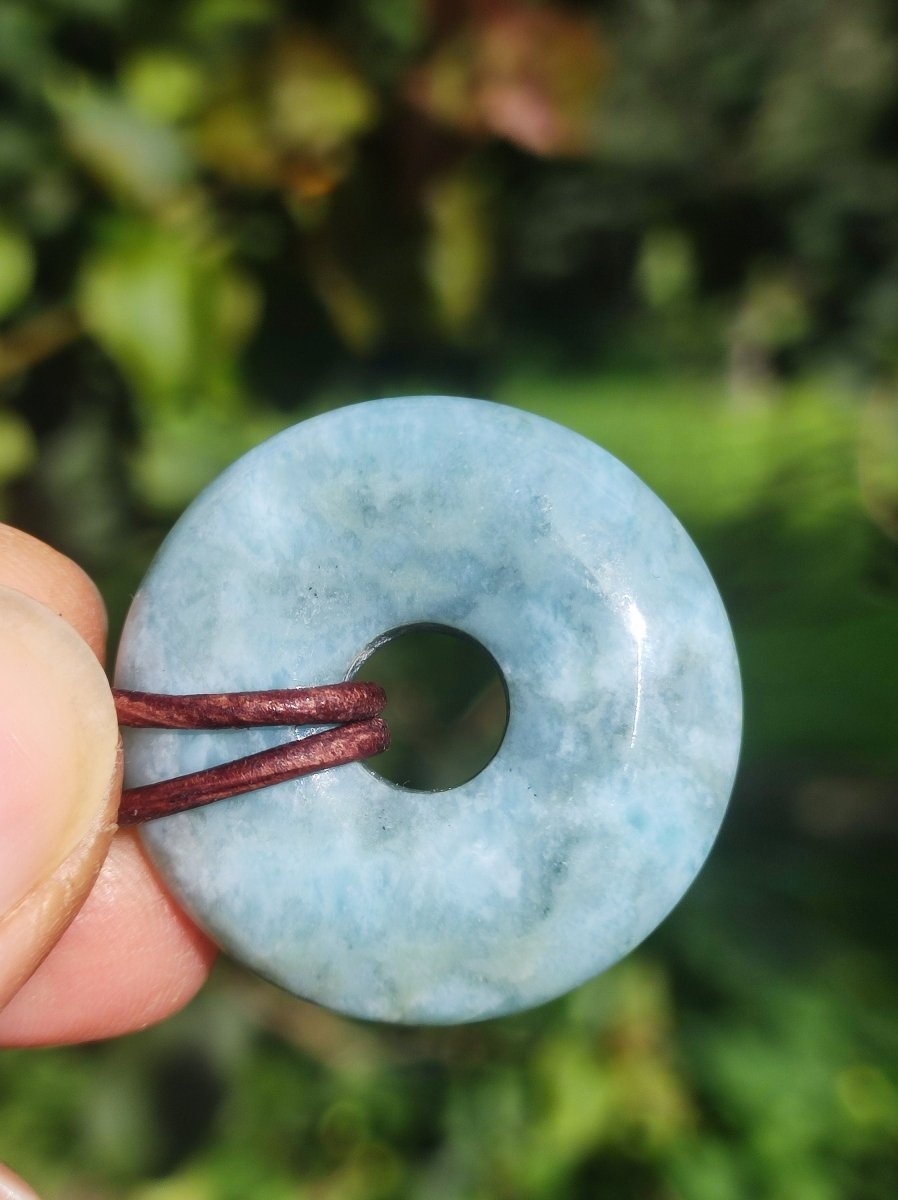 Larimar "Atlantis Stone Schutz Donut Edelstein Kette blau Heilstein Rarität Natur Edel Frau Geschenk Selten Sammler Energie Kraft Ruhe Glück - Art of Nature Berlin