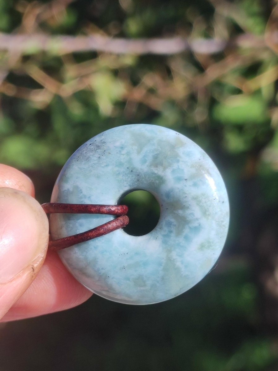 Larimar "Atlantis Stone Schutz Donut Edelstein Kette blau Heilstein Rarität Natur Edel Frau Geschenk Selten Sammler Energie Kraft Ruhe Glück - Art of Nature Berlin