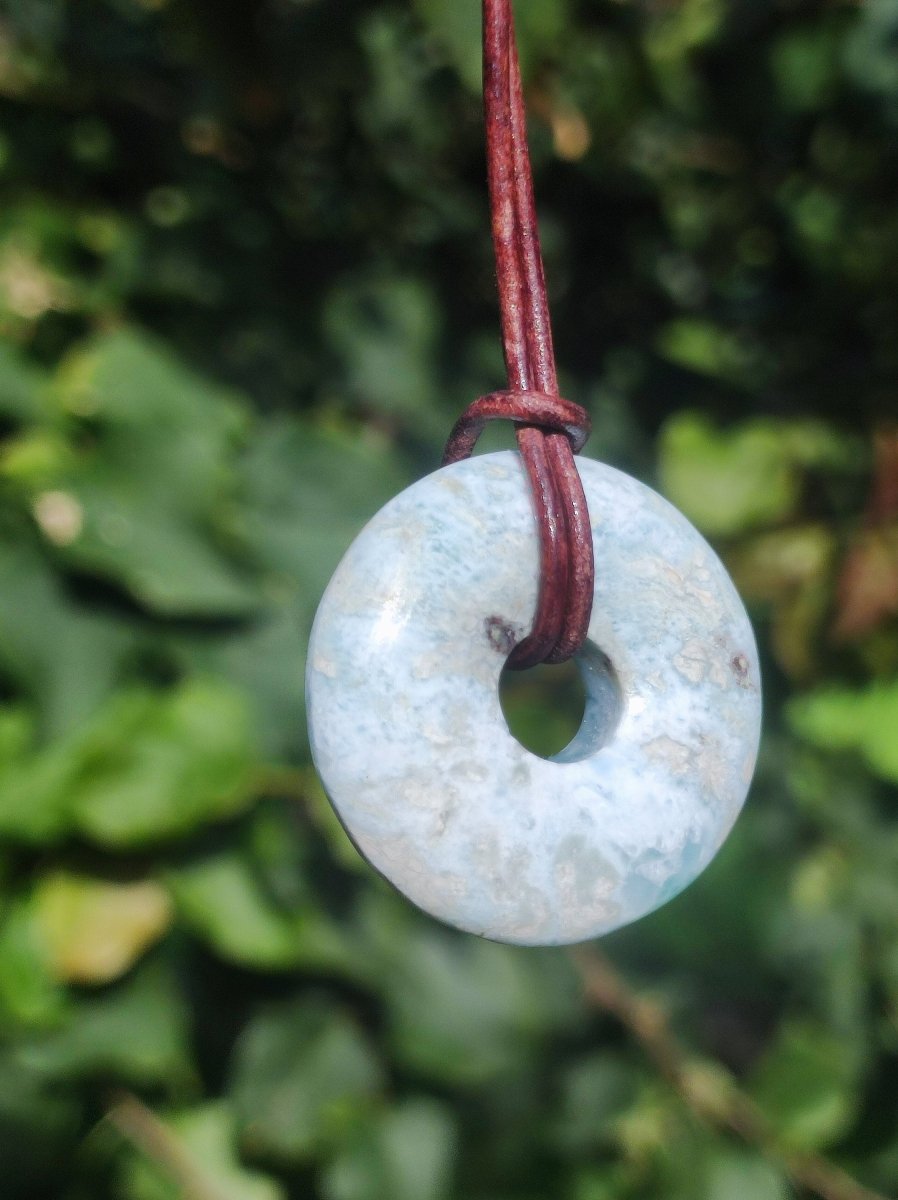 Larimar "Atlantis Stone Schutz Donut Edelstein Kette blau Heilstein Rarität Natur Edel Frau Geschenk Selten Sammler Energie Kraft Ruhe Glück - Art of Nature Berlin