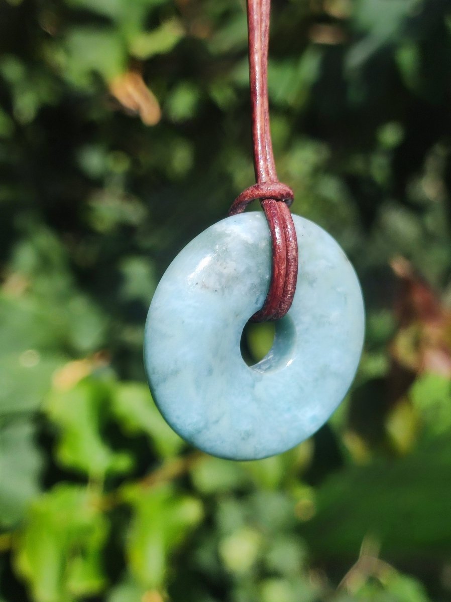 Larimar "Atlantis Stone Schutz Donut Edelstein Kette blau Heilstein Rarität Natur Edel Frau Geschenk Selten Sammler Energie Kraft Ruhe Glück - Art of Nature Berlin