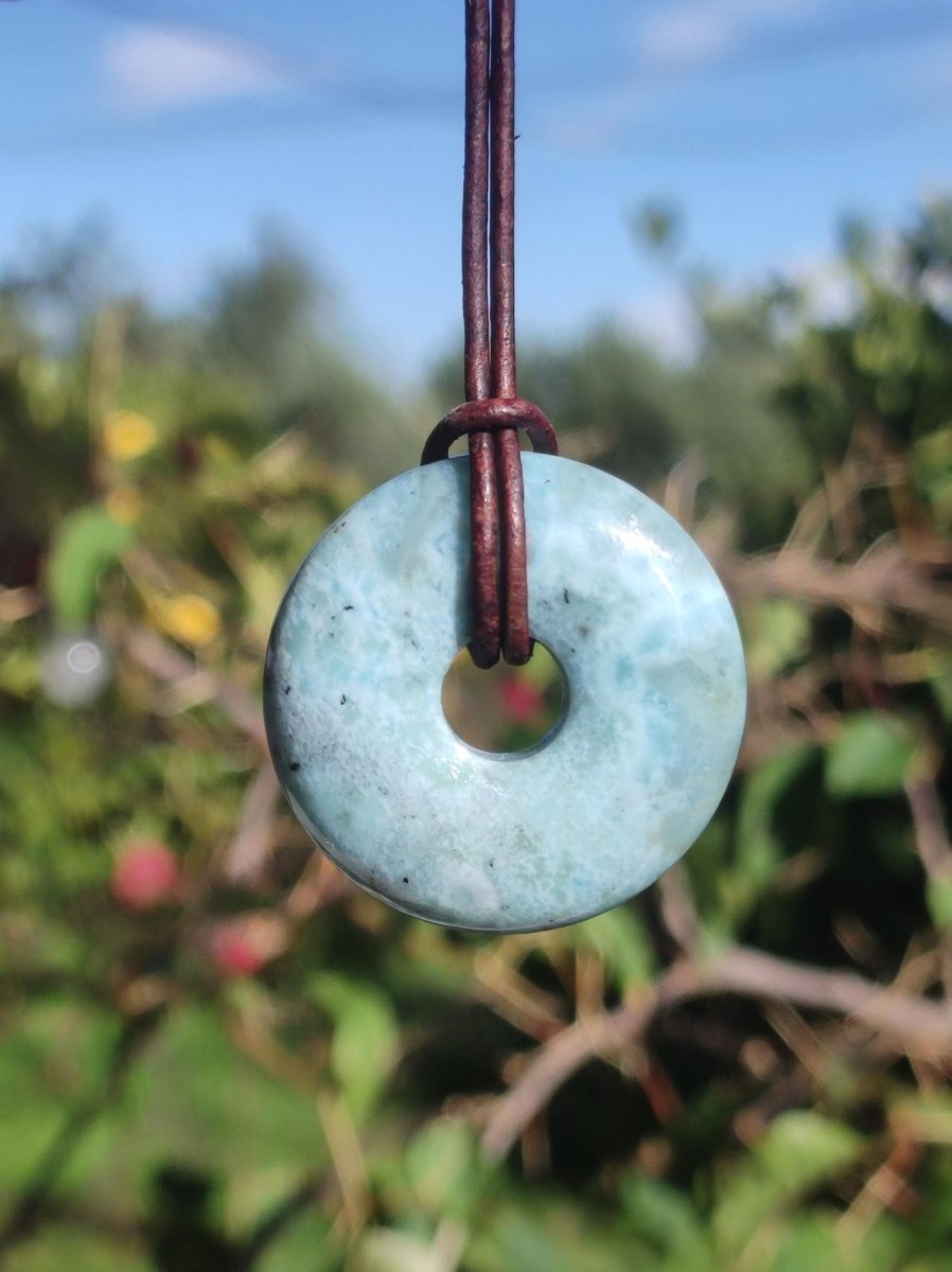 Larimar "Atlantis Stone Schutz Donut Edelstein Kette blau Heilstein Rarität Natur Edel Frau Geschenk Selten Sammler Energie Kraft Ruhe Glück - Art of Nature Berlin