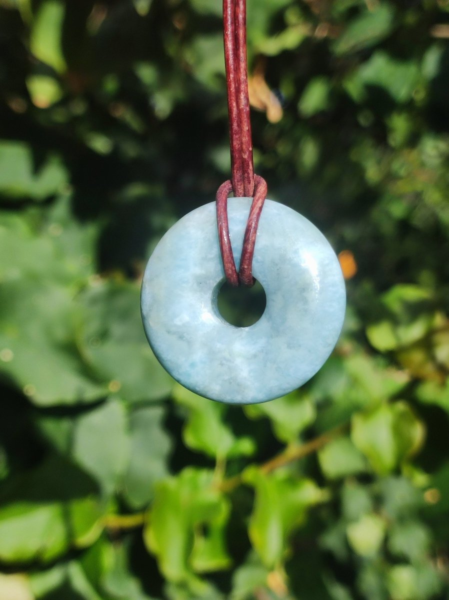 Larimar "Atlantis Stone Schutz Donut Edelstein Kette blau Heilstein Rarität Natur Edel Frau Geschenk Selten Sammler Energie Kraft Ruhe Glück - Art of Nature Berlin