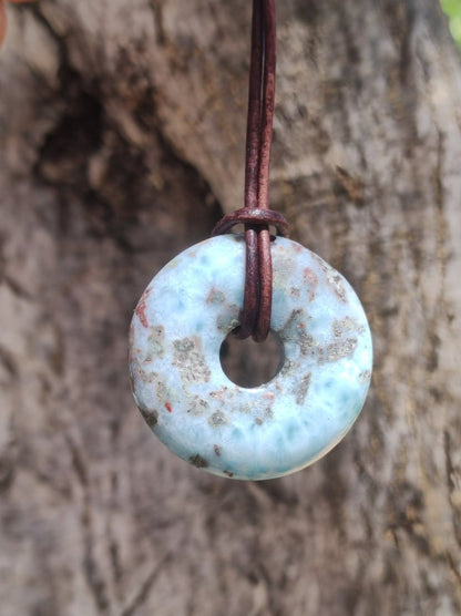 Larimar "Atlantis Stone Schutz Donut Edelstein Kette blau Heilstein Rarität Natur Edel Frau Geschenk Selten Sammler Energie Kraft Ruhe Glück - Art of Nature Berlin