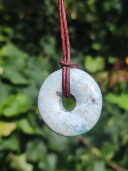 Larimar "Atlantis Stone Schutz Donut Edelstein Kette blau Heilstein Rarität Natur Edel Frau Geschenk Selten Sammler Energie Kraft Ruhe Glück - Art of Nature Berlin