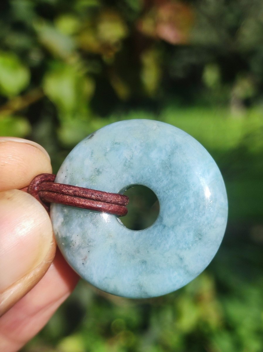 Larimar "Atlantis Stone Schutz Donut Edelstein Kette blau Heilstein Rarität Natur Edel Frau Geschenk Selten Sammler Energie Kraft Ruhe Glück - Art of Nature Berlin