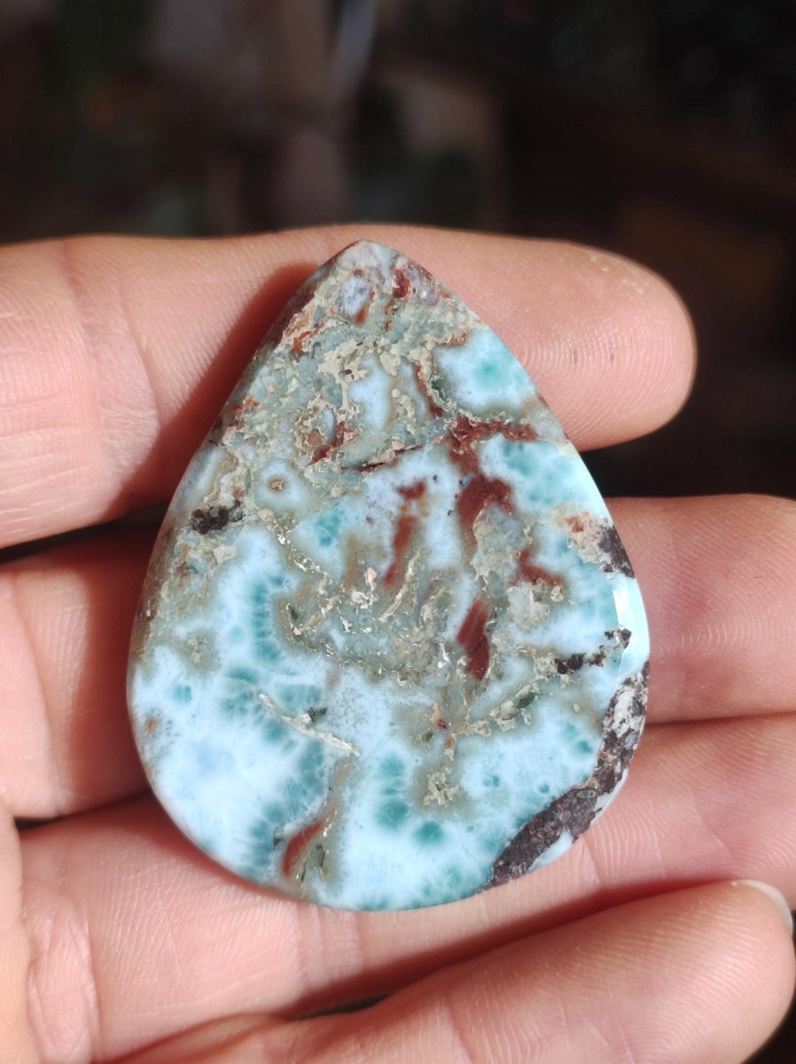 Larimar Deko Cabochon ungebohrt Handschmeichler Dekostein blau Natur Kristall Nature Heilstein Kristall Sammler Energie Mineral Geschenk - Art of Nature Berlin