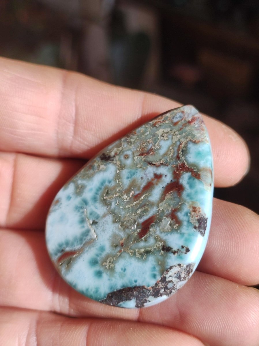Larimar Deko Cabochon ungebohrt Handschmeichler Dekostein blau Natur Kristall Nature Heilstein Kristall Sammler Energie Mineral Geschenk - Art of Nature Berlin