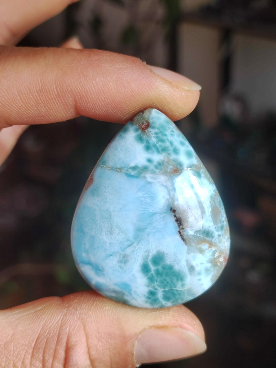 Larimar Deko Cabochon ungebohrt Handschmeichler Dekostein blau Natur Kristall Nature Heilstein Kristall Sammler Energie Mineral Geschenk - Art of Nature Berlin