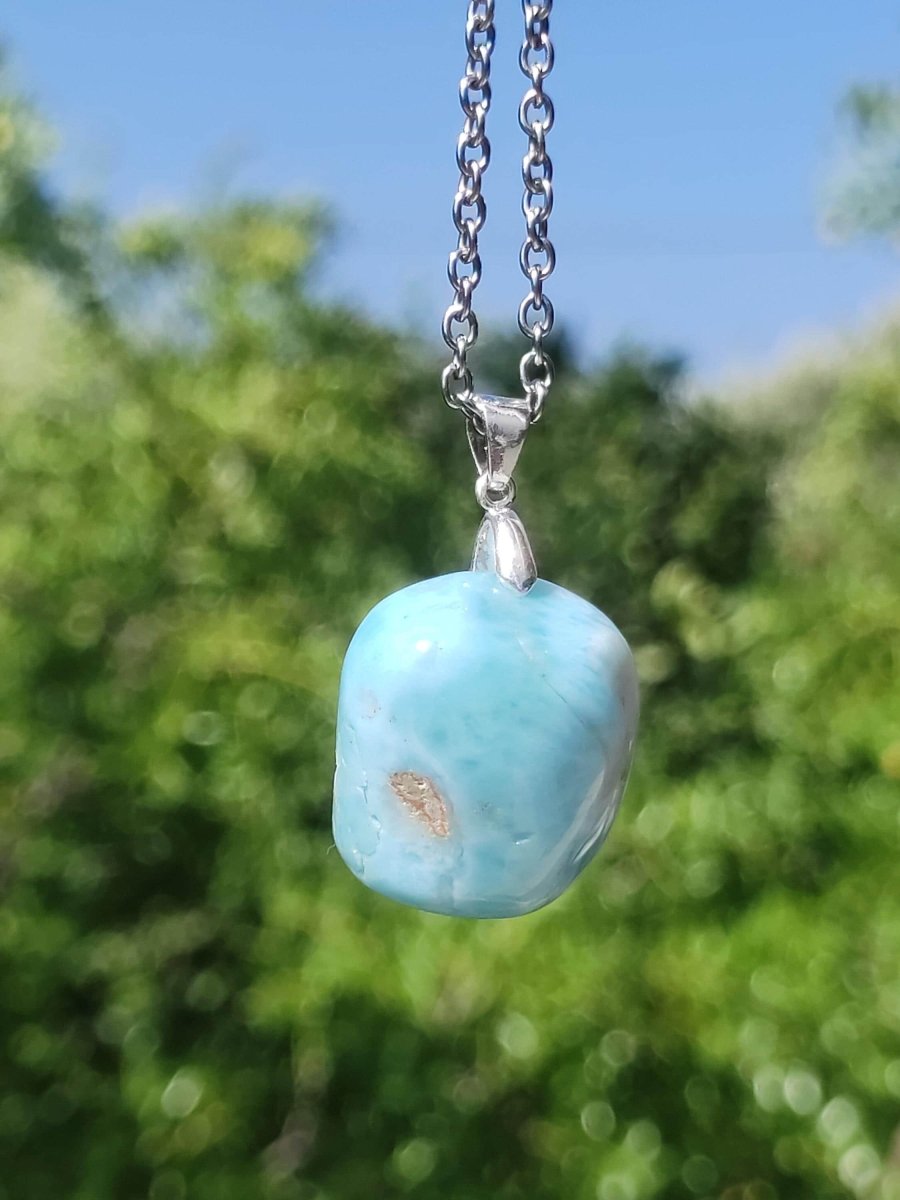 Larimar - Edelstein Kette 925 Sterling Silber Frau Schmuck Edel Antik Vintage Heilstein Rarität Meer Himmel blau Geschenk Frau Freundin Sie - Art of Nature Berlin
