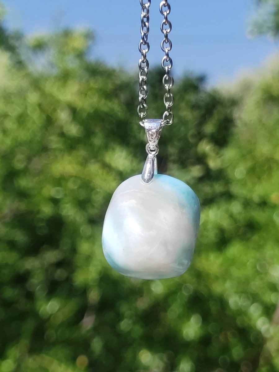 Larimar - Edelstein Kette 925 Sterling Silber Frau Schmuck Edel Antik Vintage Heilstein Rarität Meer Himmel blau Geschenk Frau Freundin Sie - Art of Nature Berlin