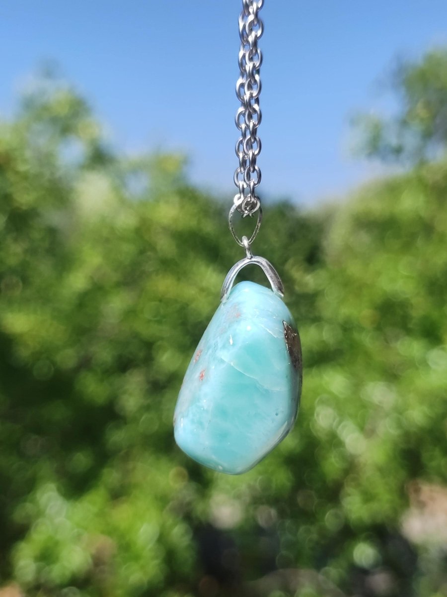 Larimar - Edelstein Kette 925 Sterling Silber Frau Schmuck Edel Antik Vintage Heilstein Rarität Meer Himmel blau Geschenk Frau Freundin Sie - Art of Nature Berlin