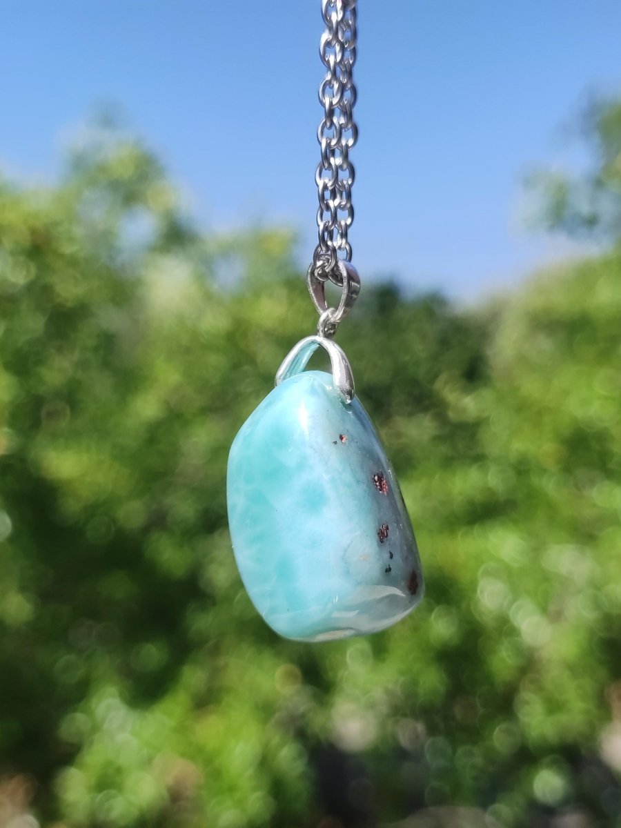 Larimar - Edelstein Kette 925 Sterling Silber Frau Schmuck Edel Antik Vintage Heilstein Rarität Meer Himmel blau Geschenk Frau Freundin Sie - Art of Nature Berlin