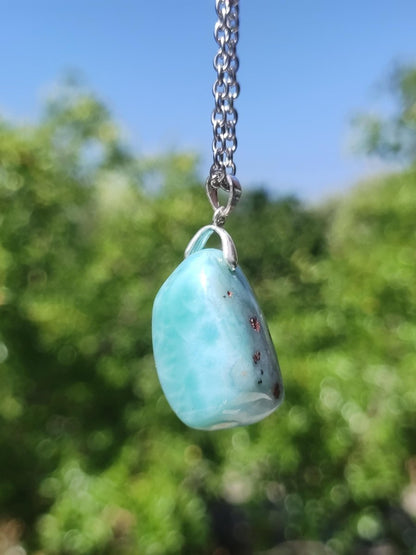 Larimar - Edelstein Kette 925 Sterling Silber Frau Schmuck Edel Antik Vintage Heilstein Rarität Meer Himmel blau Geschenk Frau Freundin Sie - Art of Nature Berlin