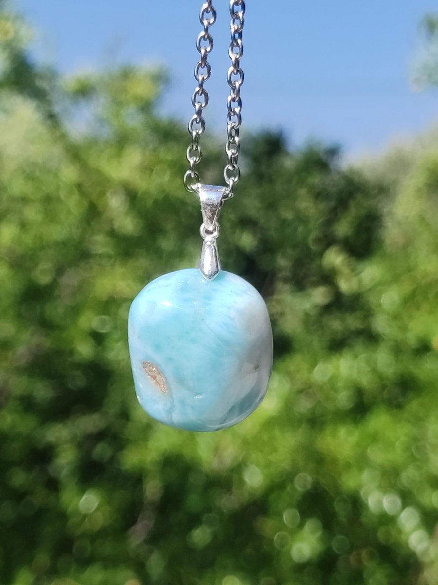 Larimar - Edelstein Kette 925 Sterling Silber Frau Schmuck Edel Antik Vintage Heilstein Rarität Meer Himmel blau Geschenk Frau Freundin Sie - Art of Nature Berlin